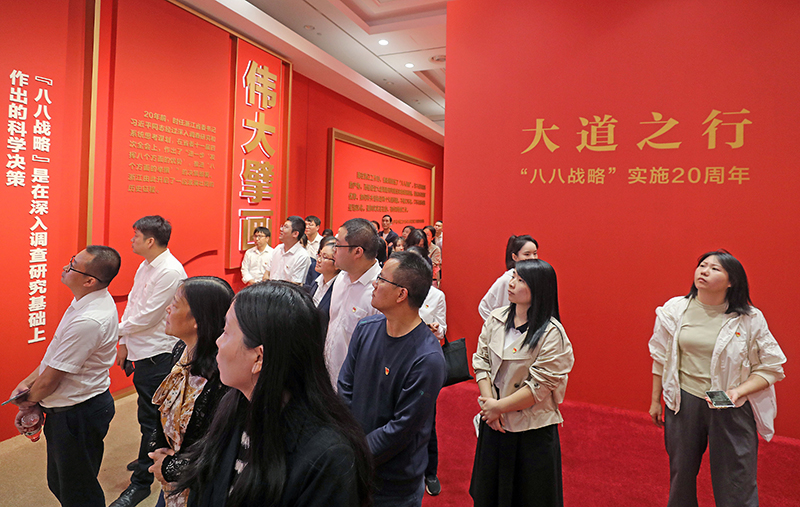 大道之行——“八八戰(zhàn)略”實施20周年大型主題展覽開展以來，觀眾絡(luò)繹不絕。